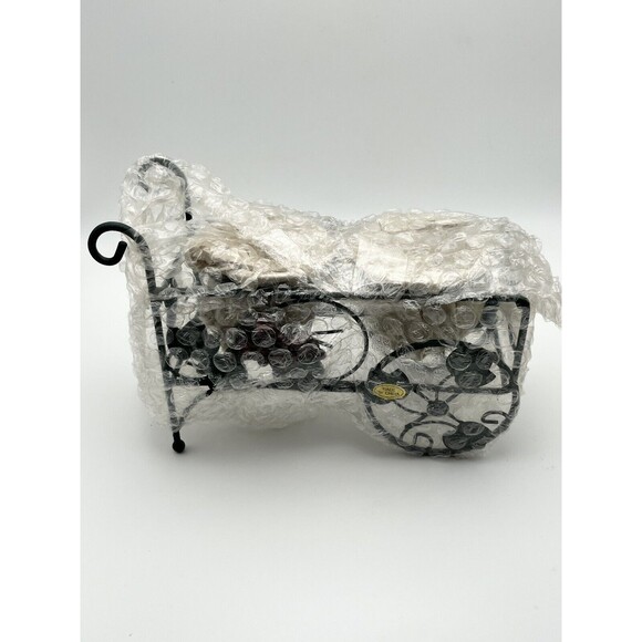 Vintage Giftco Grape Harvest Pushcart Candle Holder & 2 Glass Candles New In Box - Picture 4 of 9